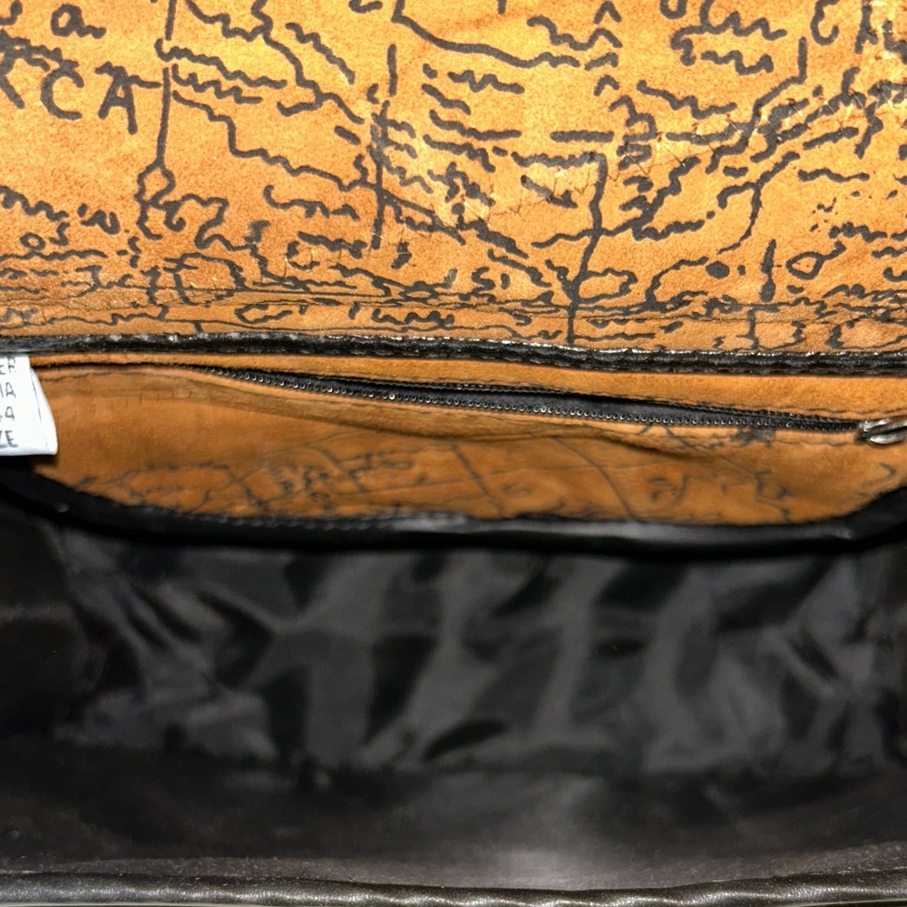 Brown and Black Map Suede Leather Shoulder Bag - Picture 6 of 8